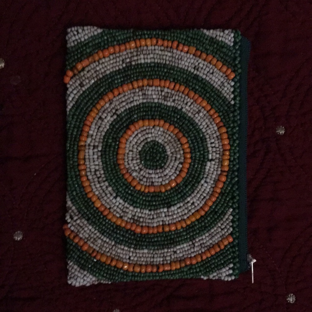 Multi colored beaded coin purse